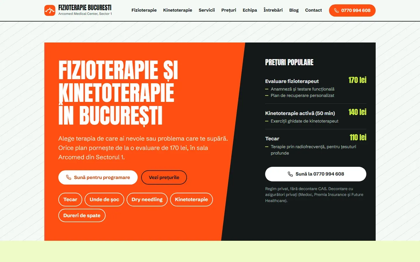 Captură a site-ului Fizioterapie București