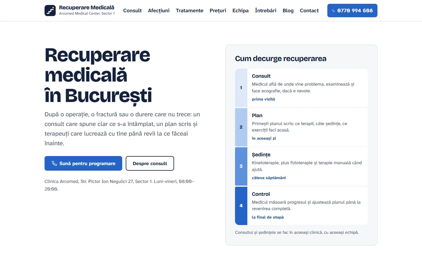 Captură a site-ului Recuperare Medicală București