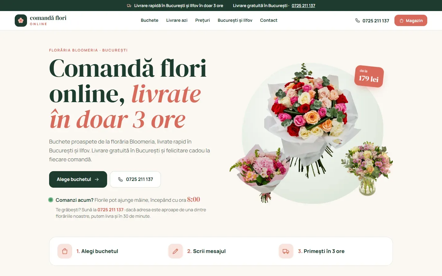 Captură a site-ului Comandă Flori Online