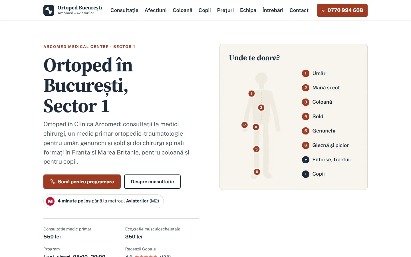 Captură a site-ului Ortoped București