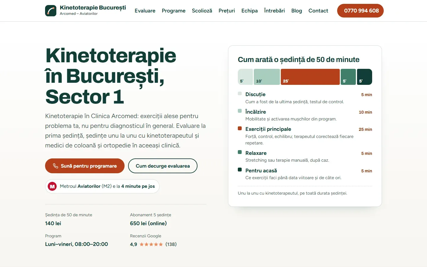 Captură a site-ului Kinetoterapie București